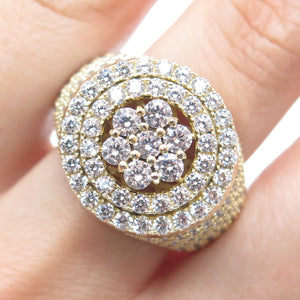 925 Sterling Silver Gold Plated Round-Cut Shaped C Z Domed Ring Size 12.5