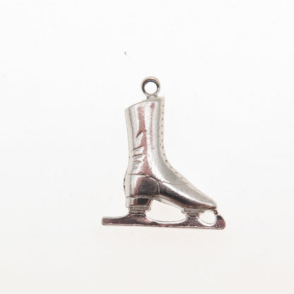 925 Sterling Silver Vintage Ice Skating Shoe Mini Charm Pendant
