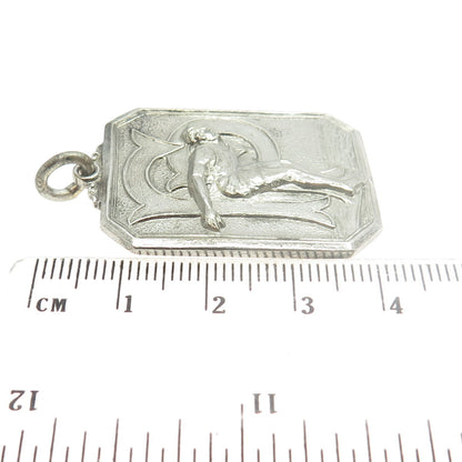 J. RITCHIE 925 Sterling Silver Antique 1931 "200YD Relay" Swimming Medal Pendant