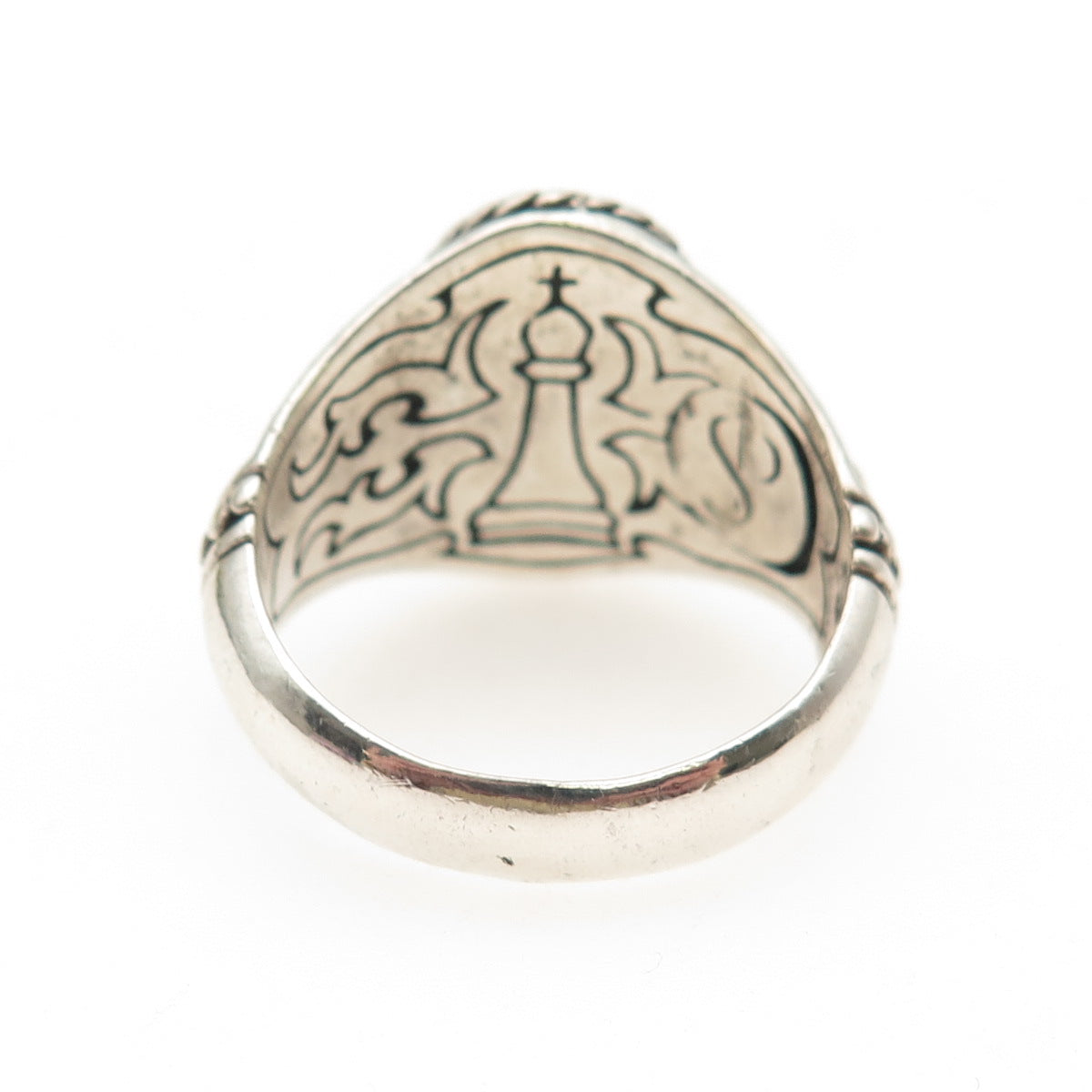 925 Sterling Silver Vintage Grandmaster Oxidized Signet Ring Size 12