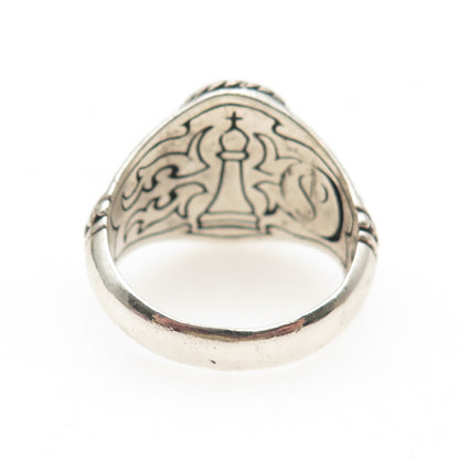 925 Sterling Silver Vintage Grandmaster Oxidized Signet Ring Size 12