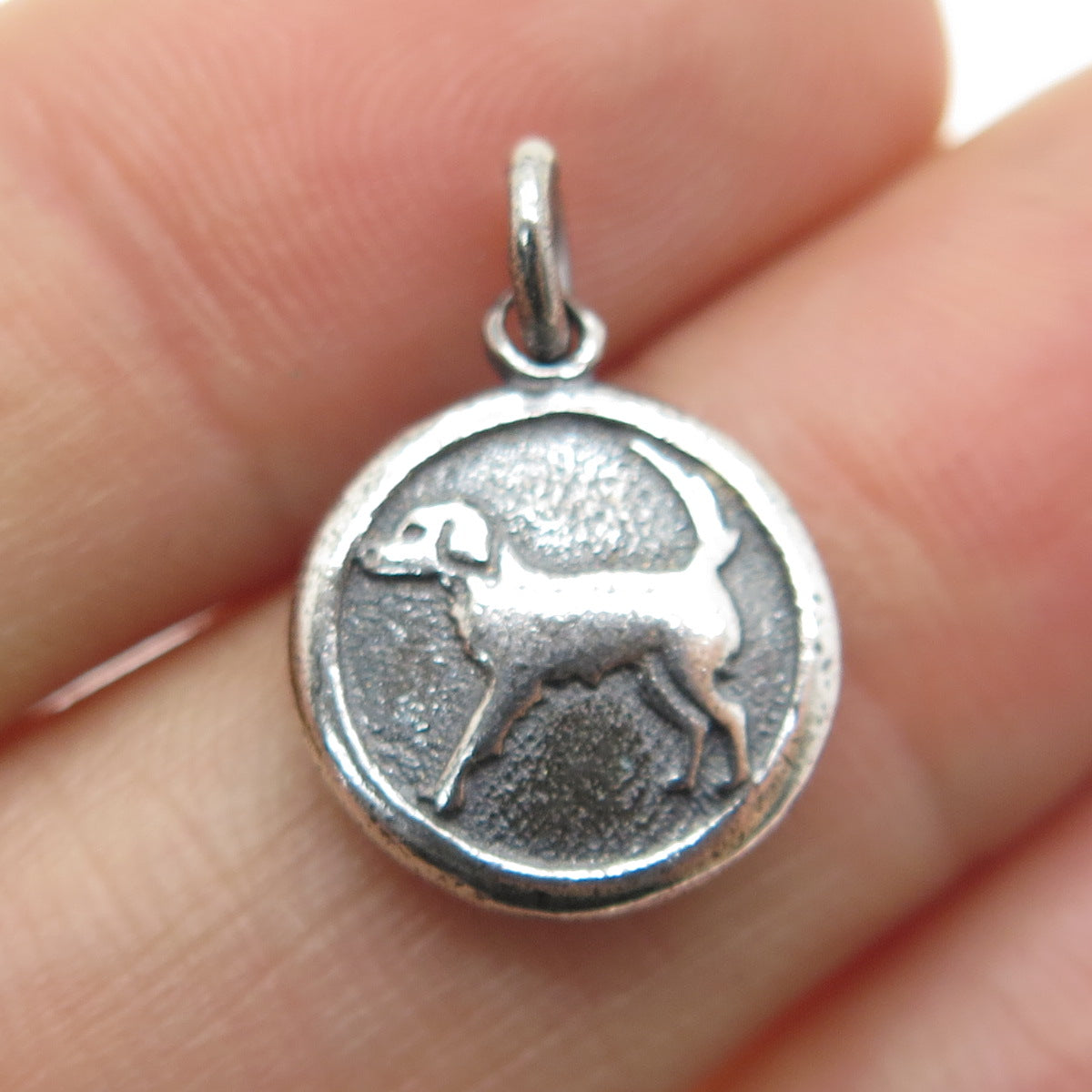 925 Sterling Silver Vintage Aquarius Zodiac & Dog Chinese Horoscope Mini Pendant