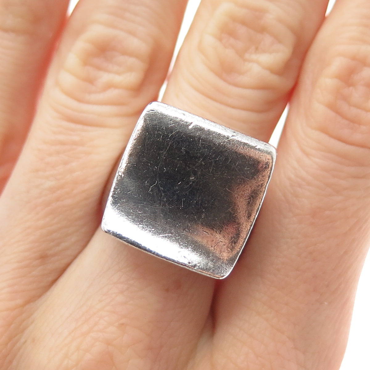 CHAPAL ZENRAY 925 Sterling Silver Vintage Modernist Wavy Ring Size 8.25
