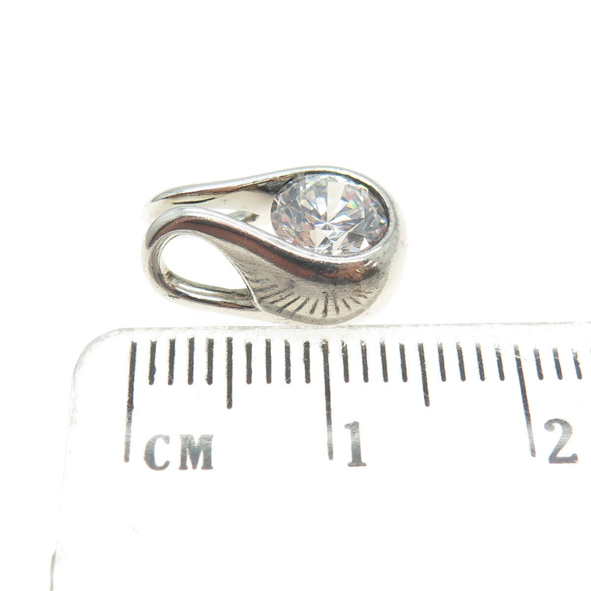 925 Sterling Silver Round-Cut Shaped C Z Slide Pendant