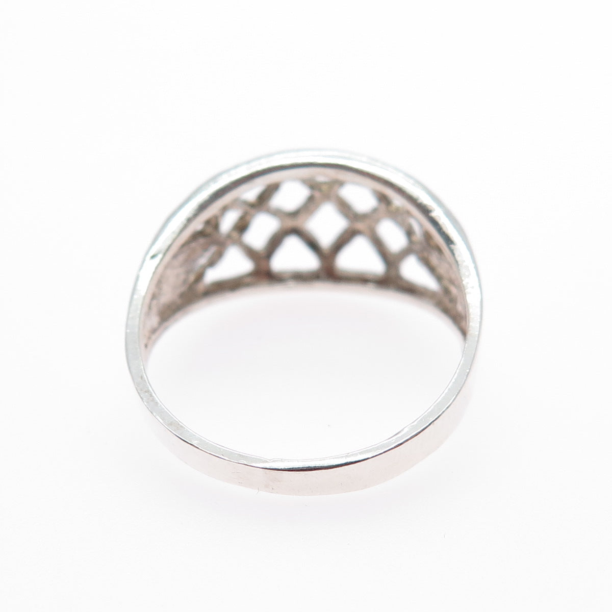 925 Sterling Silver Vintage Modernist Cage Ring Size 7.25