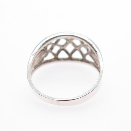 925 Sterling Silver Vintage Modernist Cage Ring Size 7.25