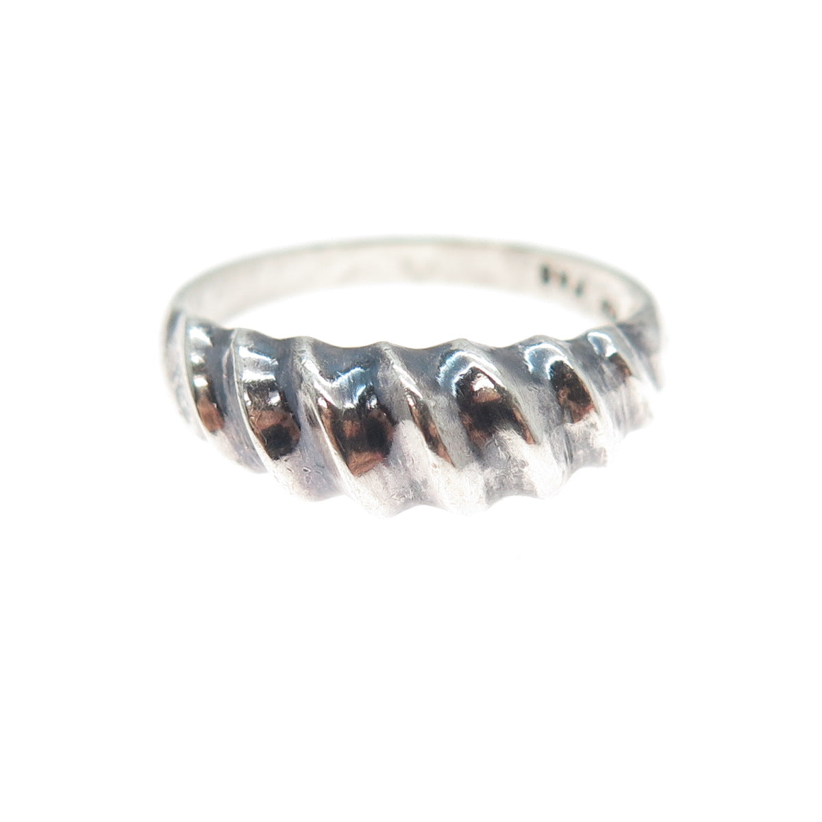 925 Sterling Silver Vintage Modernist Ribbed Oxidized Ring Size 6.75