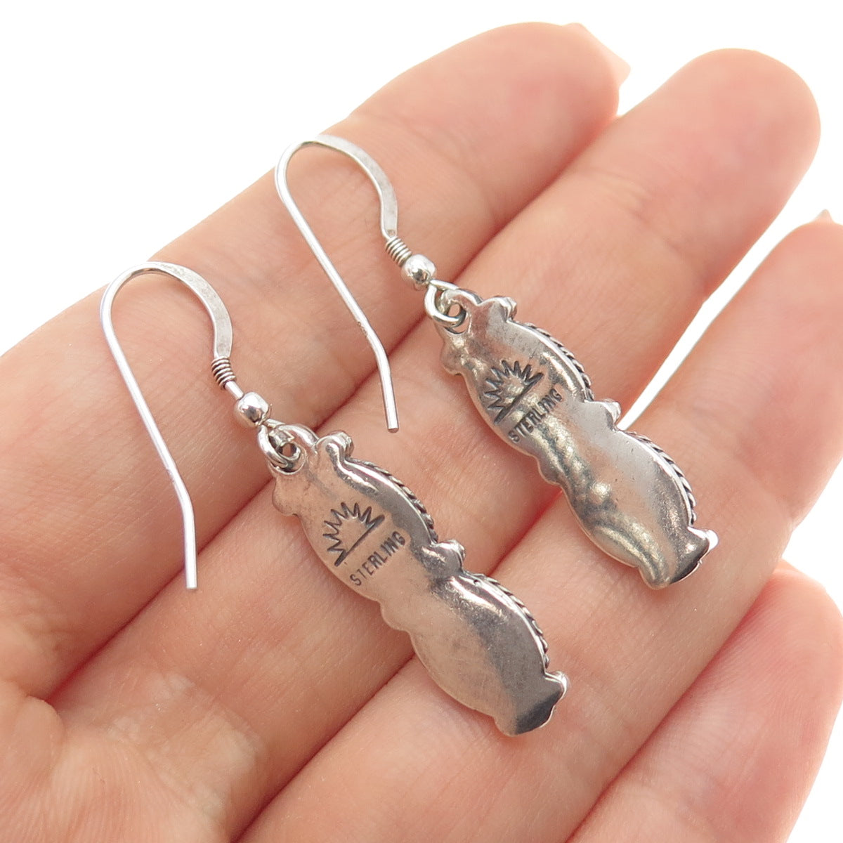 SUNRISE Old Pawn 925 Sterling Silver Vintage Southwestern MOP Dangle Earrings