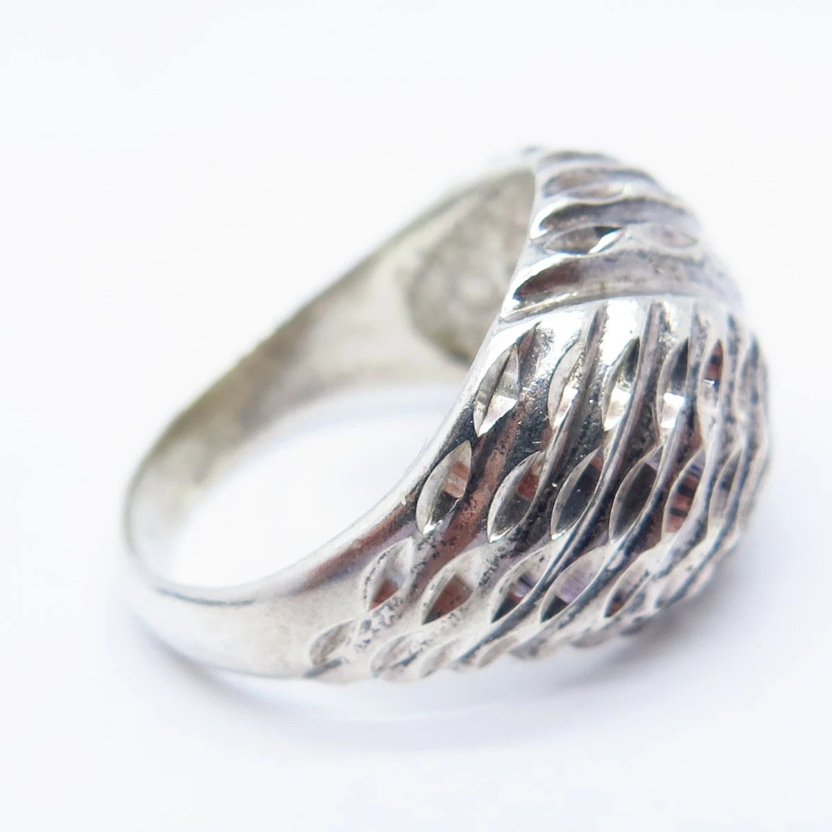 925 Sterling Silver Vintage Ribbed Ring Size 8.25