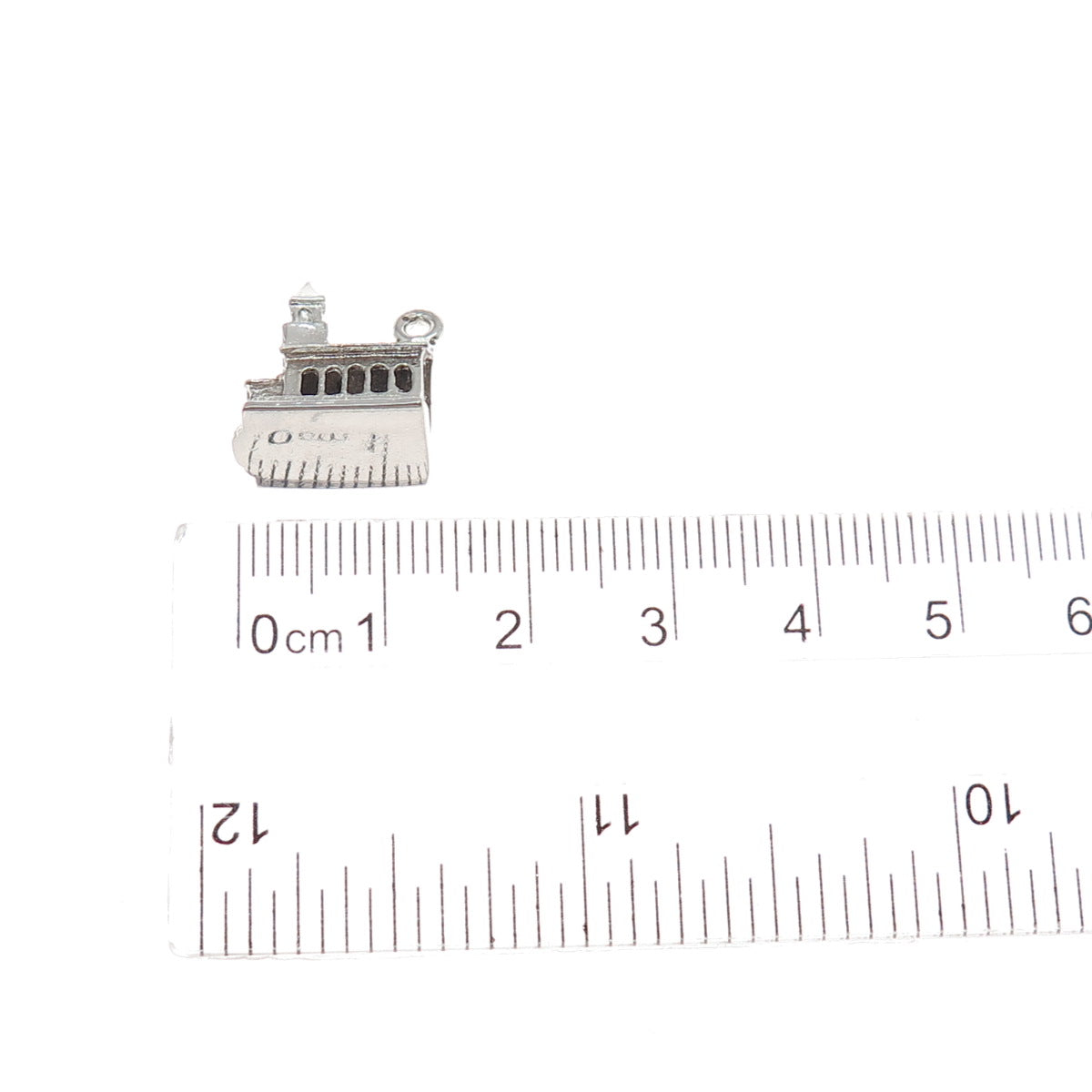 925 Sterling Silver Antique Art Deco Enamel Church Minimalist 3D Charm Pendant