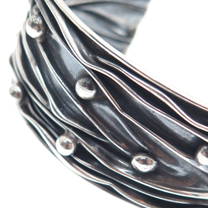 925 Sterling Silver Vintage Modernist Adjustable Oxidized Cuff Bracelet 7.5"