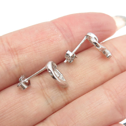 925 Sterling Silver Round-Cut C Z Heart Earrings