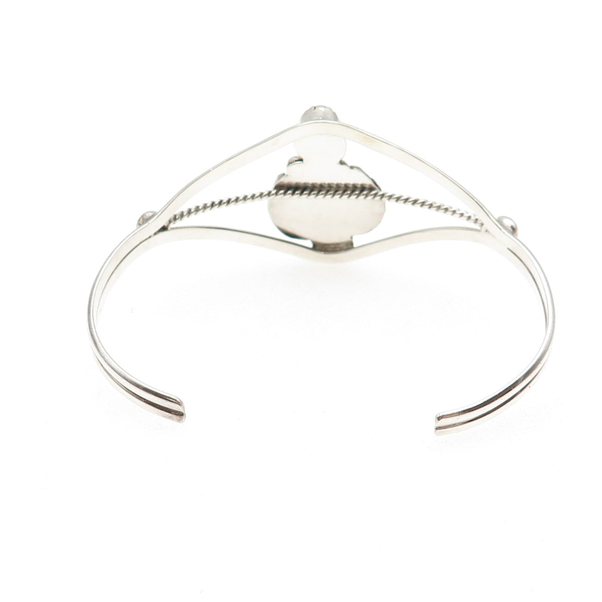 Old Pawn 925 Sterling Vintage Turquoise Floral & Feather Adjustable Bracelet 6"