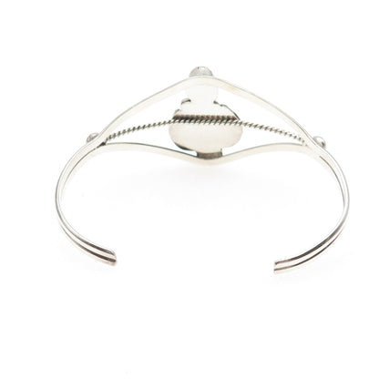 Old Pawn 925 Sterling Vintage Turquoise Floral & Feather Adjustable Bracelet 6"