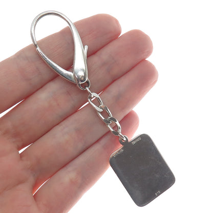 925 Sterling Silver 2-Tone Vintage Germany Tennis Racket Tag Key Fob Chain