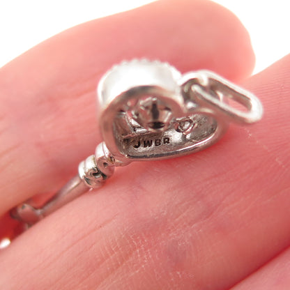 Jane Seymour 925 Sterling Silver 10K Gold Real Diamond Heart Key Charm Pendant