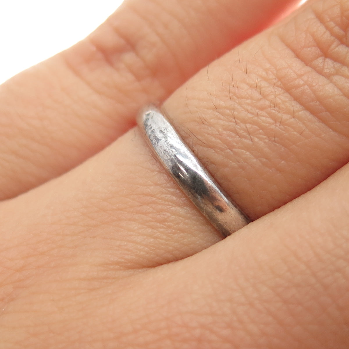 925 Sterling Silver Vintage Classic Wedding Oxidized Band Ring Size 6