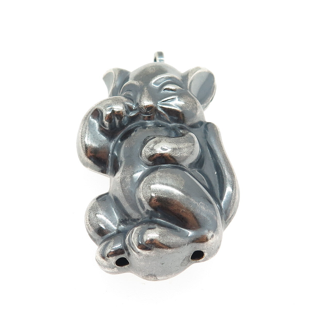 925 Sterling Silver Vintage Squirrel Puffy Hollow Oxidized Pendant