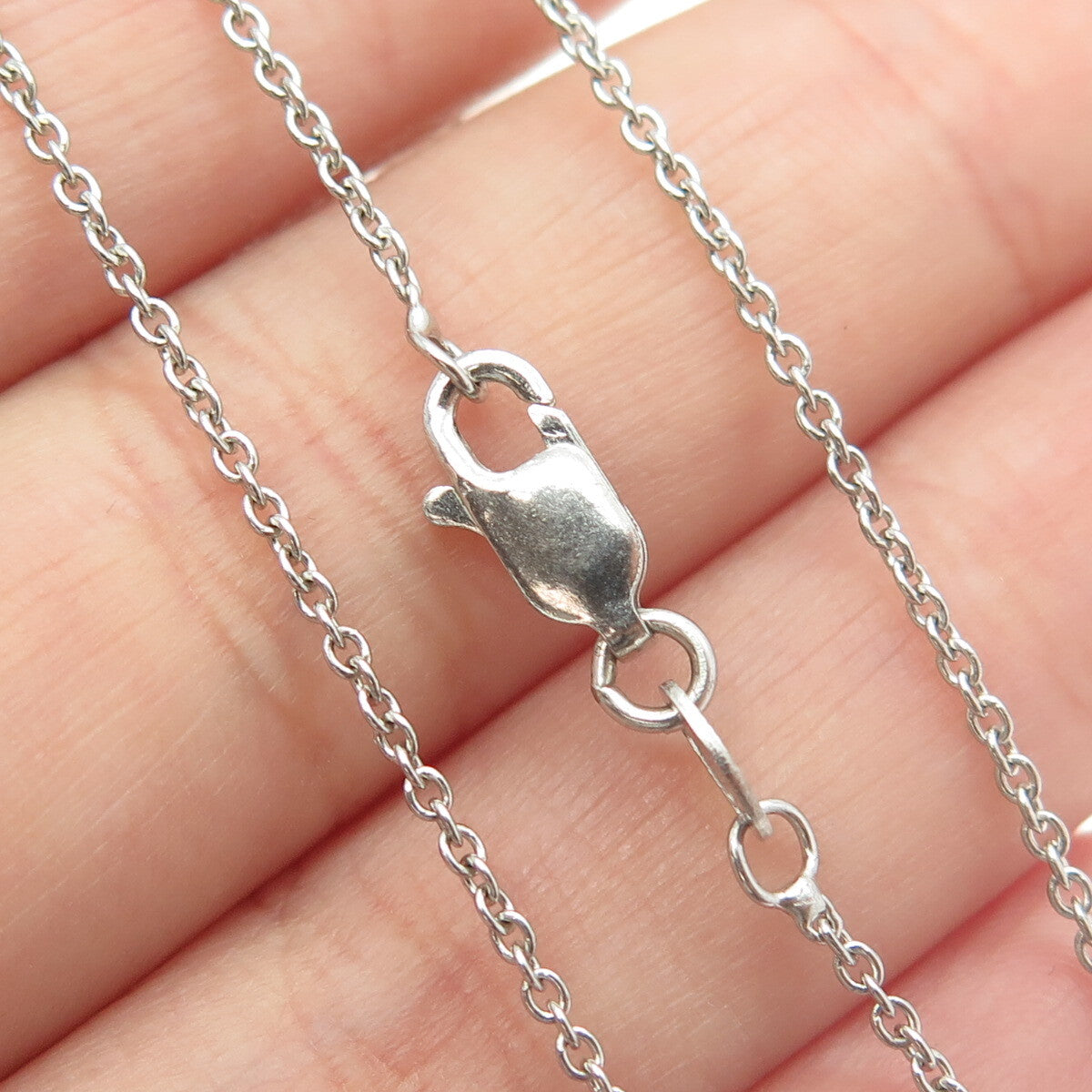 925 Sterling Silver Italy Round-Cut C Z Open Heart Cable Chain Necklace 16"