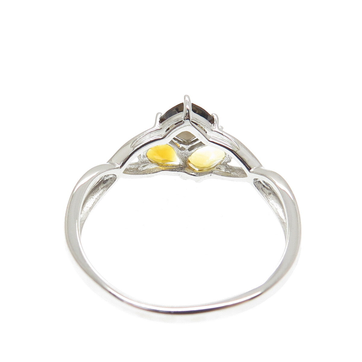 925 Sterling Silver Smoky Quartz Lemon Citrine & Citrine Gem Ring Size 10.25