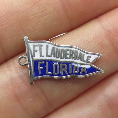 FRENCH & FRANKLIN Sterling Silver Vintage Enamel Fort Lauderdale FL Mini Pendant