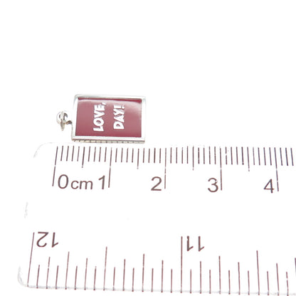 925 Sterling Silver Red Enamel Love, Day! Minimalist Charm Pendant
