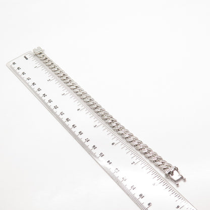 925 Sterling Silver C Z Cuban Link Bracelet 7.75"