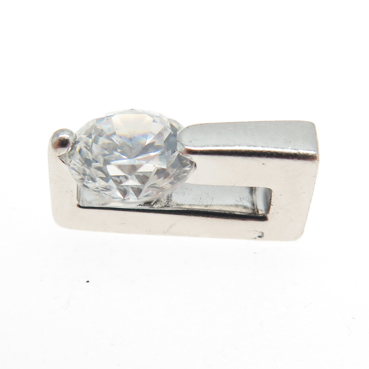 ALLURE 925 Sterling Silver Round-Cut C Z Minimalist Pendant