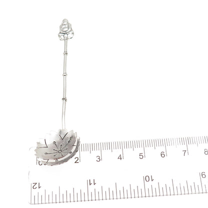 950 Silver Antique Japan Buddha Bamboo Coffee Spoon