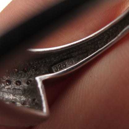 925 Sterling Silver Real Round-Cut Diamond Bypass Ring Size 8.75