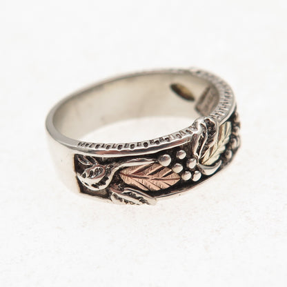 Coleman Co. 925 Sterling Silver 12K Multi-Gold Vintage Black Hills Ring Size 7