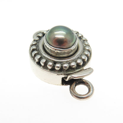 925 Sterling Silver Vintage Real Pearl Round Box Clasp for Bracelet / Necklace