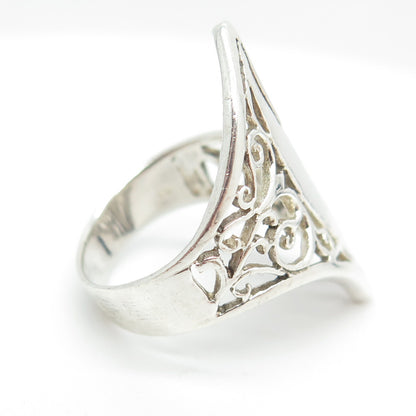 925 Sterling Silver Vintage Modernist Filigree Claw Ring Size 8
