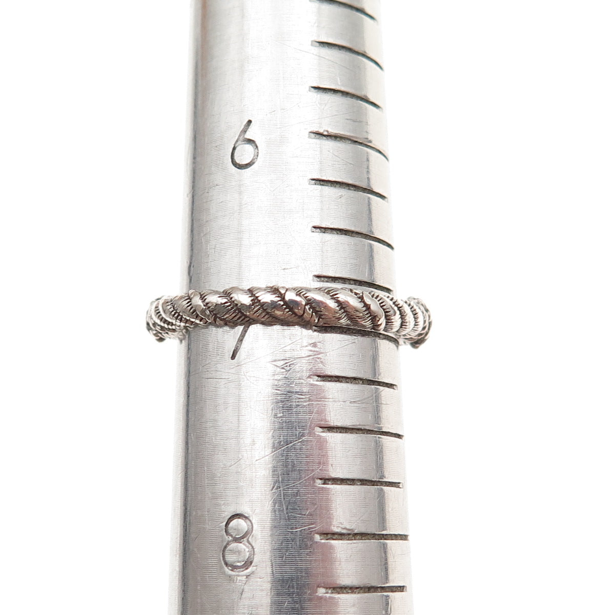 Judith Ripka 925 Sterling Silver Round-Cut C Z Twisted Rope Band Ring Size 7