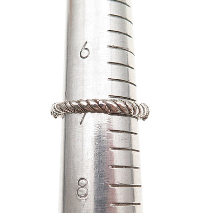 Judith Ripka 925 Sterling Silver Round-Cut C Z Twisted Rope Band Ring Size 7