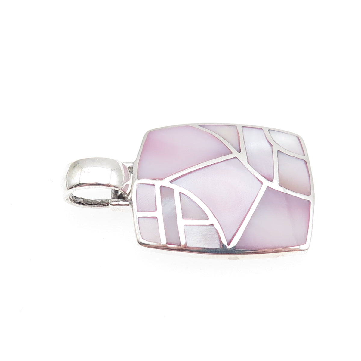 CFJ Collins Fine 925 Sterling Silver Vintage Real Pink MOP Charm Pendant