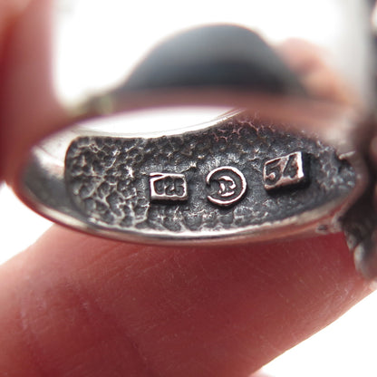 925 Sterling Silver Vintage Real Rhodolite Oxidized Ring Size 7