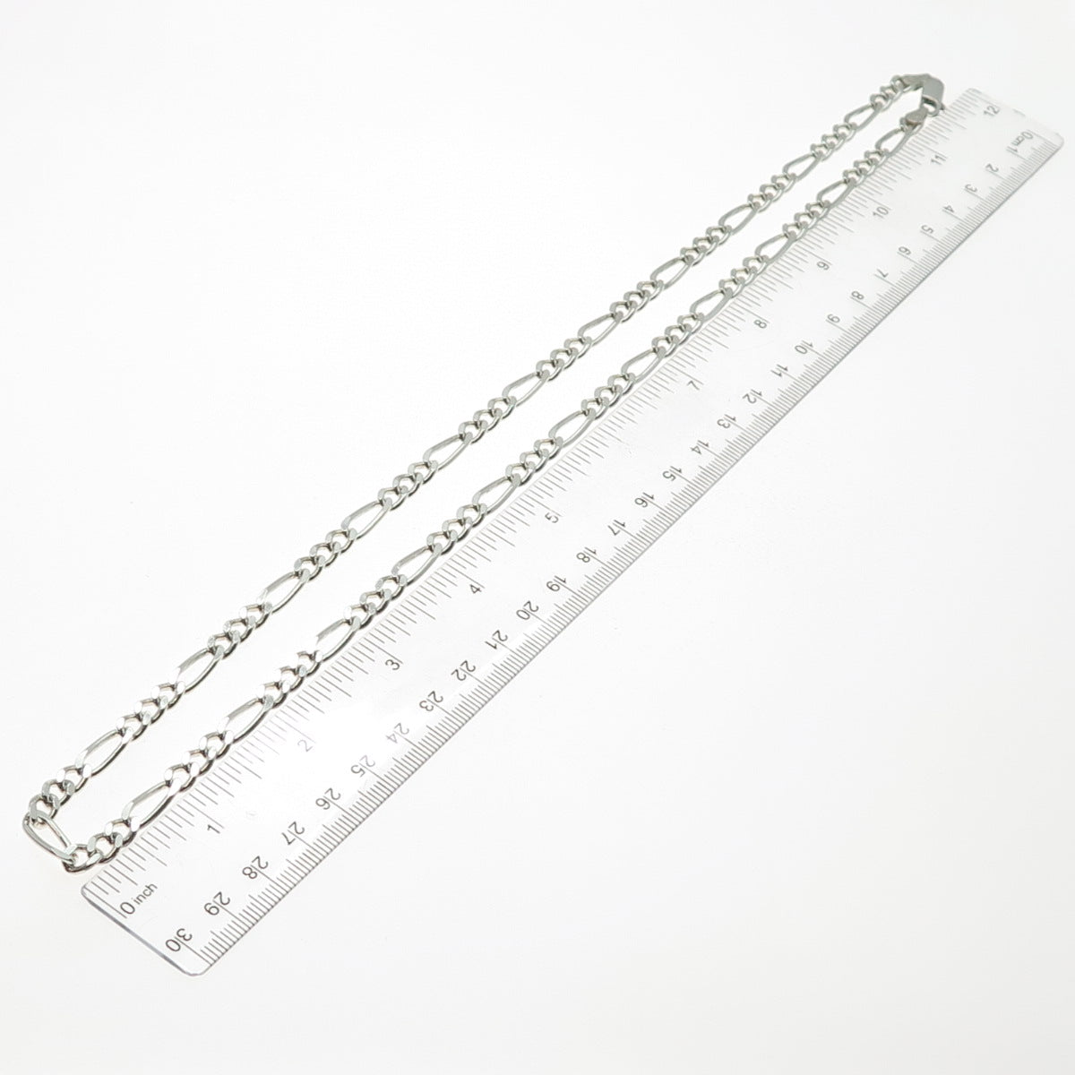 925 Sterling Silver Vintage Italy Figaro Chain Necklace 24"
