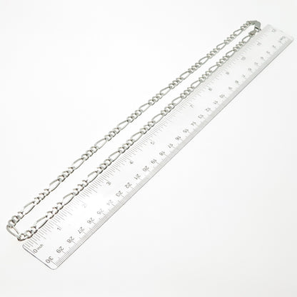 925 Sterling Silver Vintage Italy Figaro Chain Necklace 24"