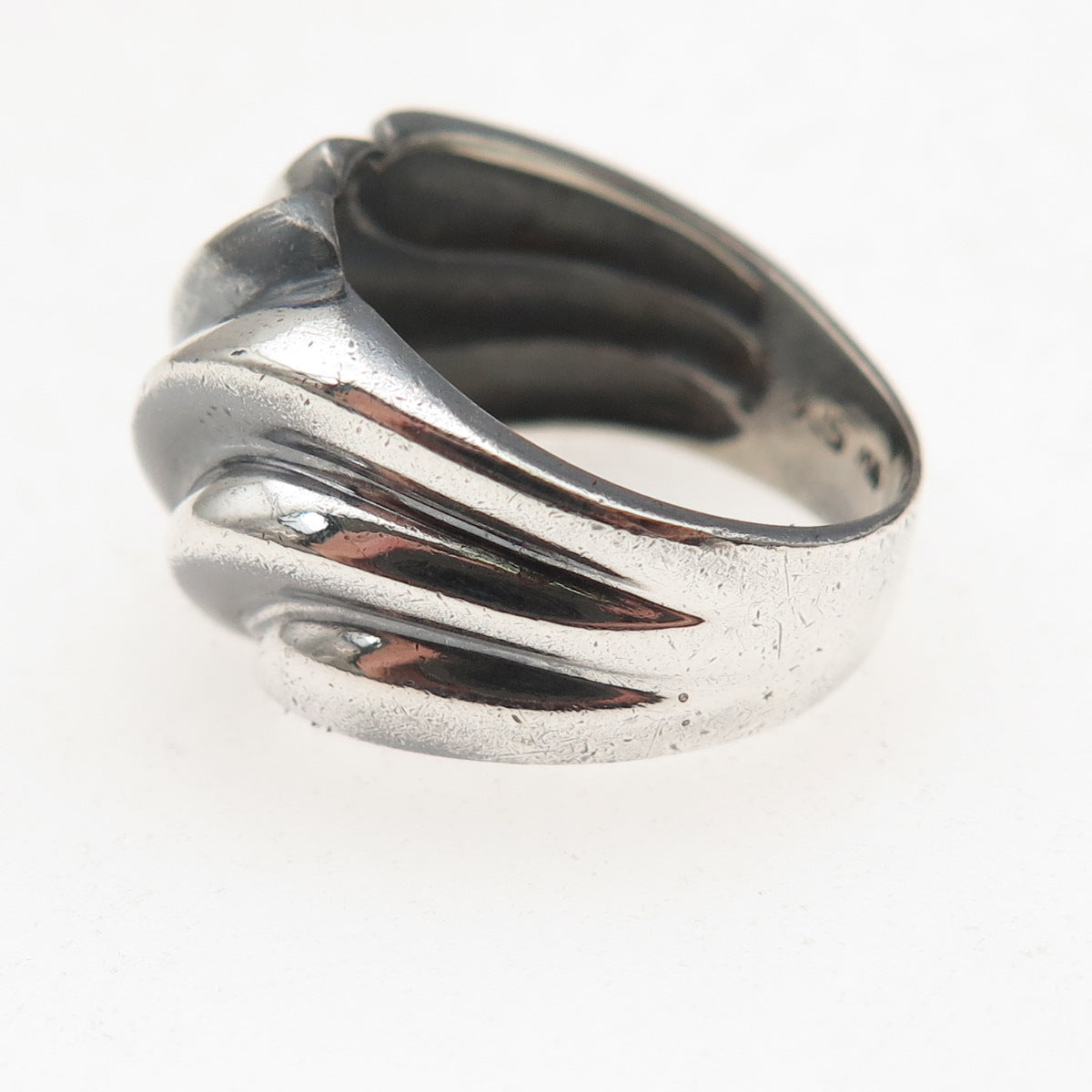 Charles Winston 925 Sterling Silver Vintage Modernist Oxidized Ring Size 6