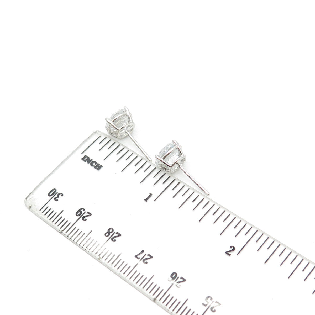 925 Sterling Silver Round-Cut C Z Stud Earrings
