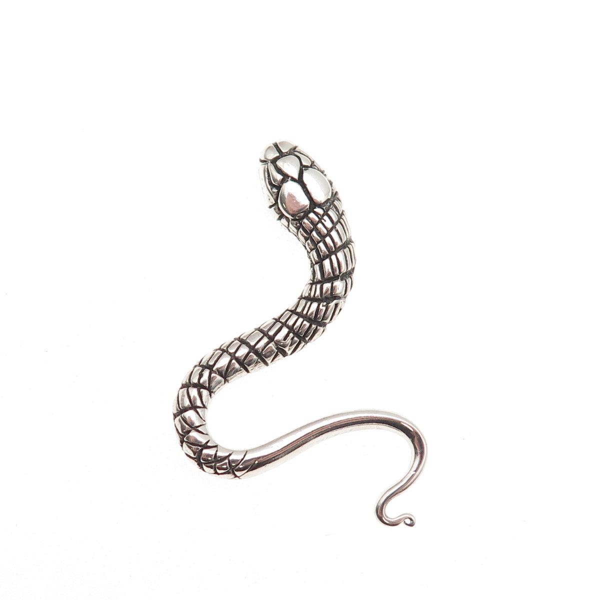 925 Sterling Silver Vintage Snake Oxidized Slide Charm Pendant
