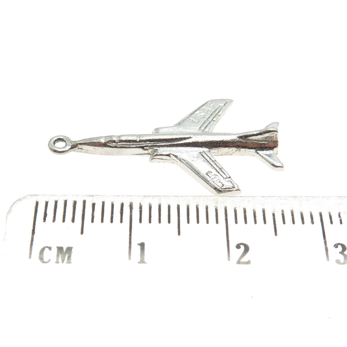 925 Sterling Silver Vintage US Air Force Fighter Jet Charm Pendant