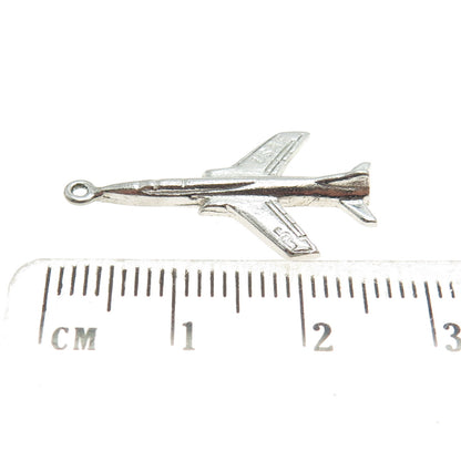 925 Sterling Silver Vintage US Air Force Fighter Jet Charm Pendant