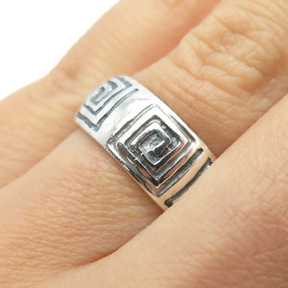 925 Sterling Silver Vintage Greek Maze Spiral Band Ring Size 7