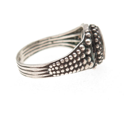 925 Sterling Silver Vintage Real Bisbee Turquoise Oxidized Ring Size 9.75