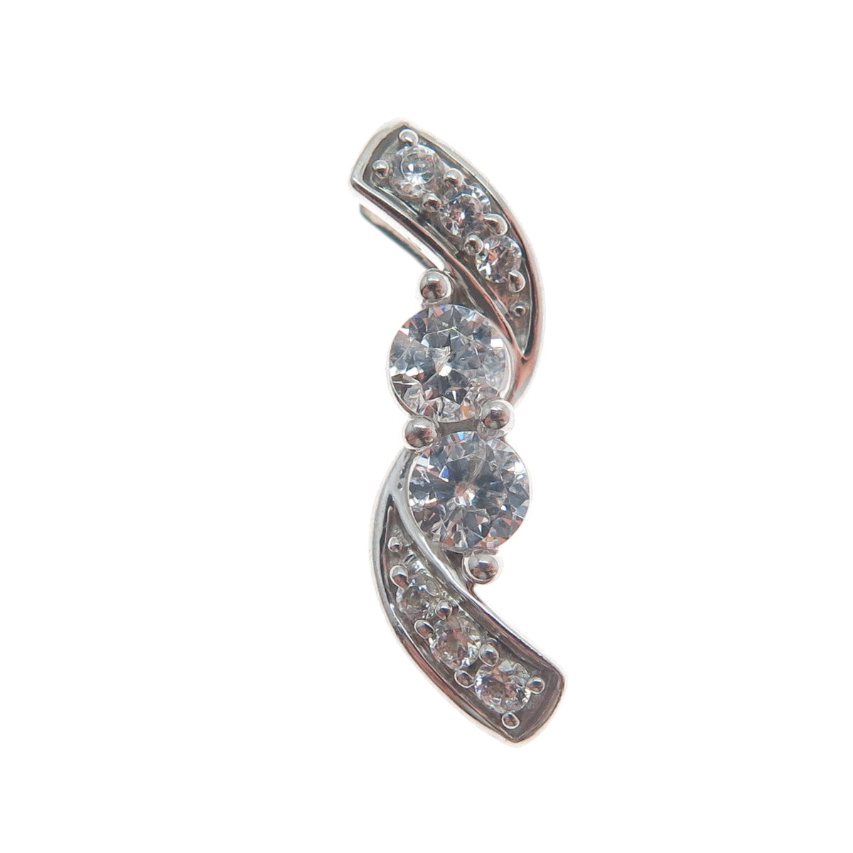 925 Sterling Silver Round-Cut Shaped C Z Journey Sparkle Slide Pendant