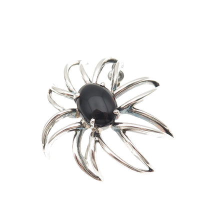 925 Sterling Silver Vintage 1995 Real Black Onyx Fireworks Pin Brooch