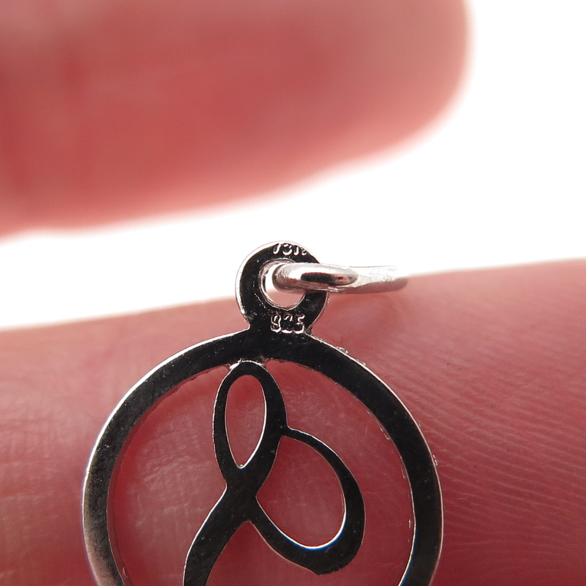 925 Sterling Silver Vintage Diamond-Cut Letter S Initial Mini Charm Pendant