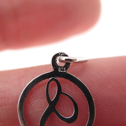 925 Sterling Silver Vintage Diamond-Cut Letter S Initial Mini Charm Pendant